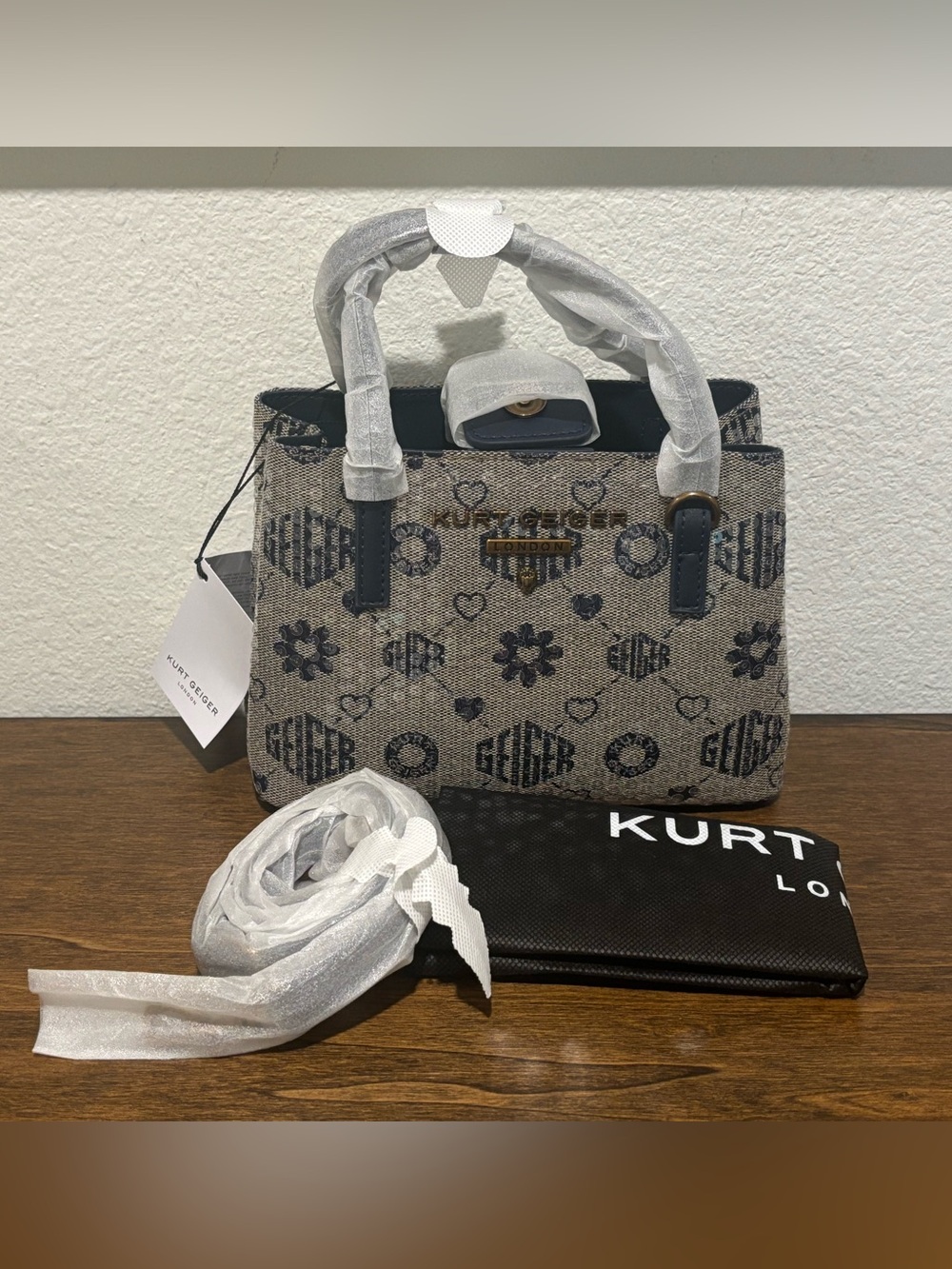 Kurt Geiger Hampstead Sequin Jacquard Mini Tote with crossbody strap